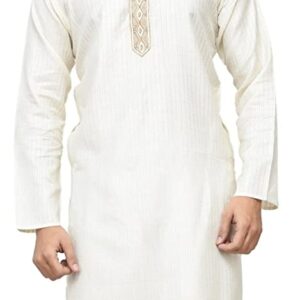 Rene Men's Cotton White Straight Kurta