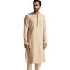 Manyavar Kurta Set for Men, Full Sleeves Mandarin Collar Ethnic Men's Kurta Set for Engagement, Wedding, Party Blended Cotton Printed (Pista)